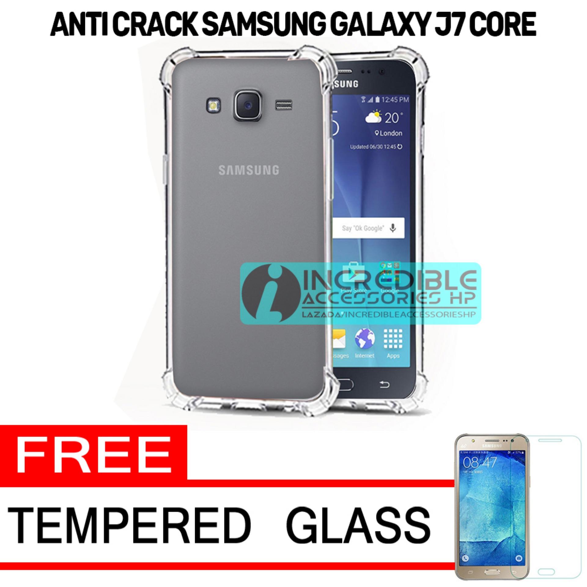 Softcase Silicon Anti Shock / Anti Crack Elegant Softcase  for Samsung Galaxy J7 Core - White Clear + Free Tempered Glass