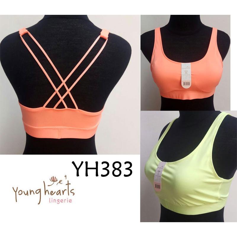Young Hearts Bra Sports Wireless Busa Lepas Pasang (hijau/oren)