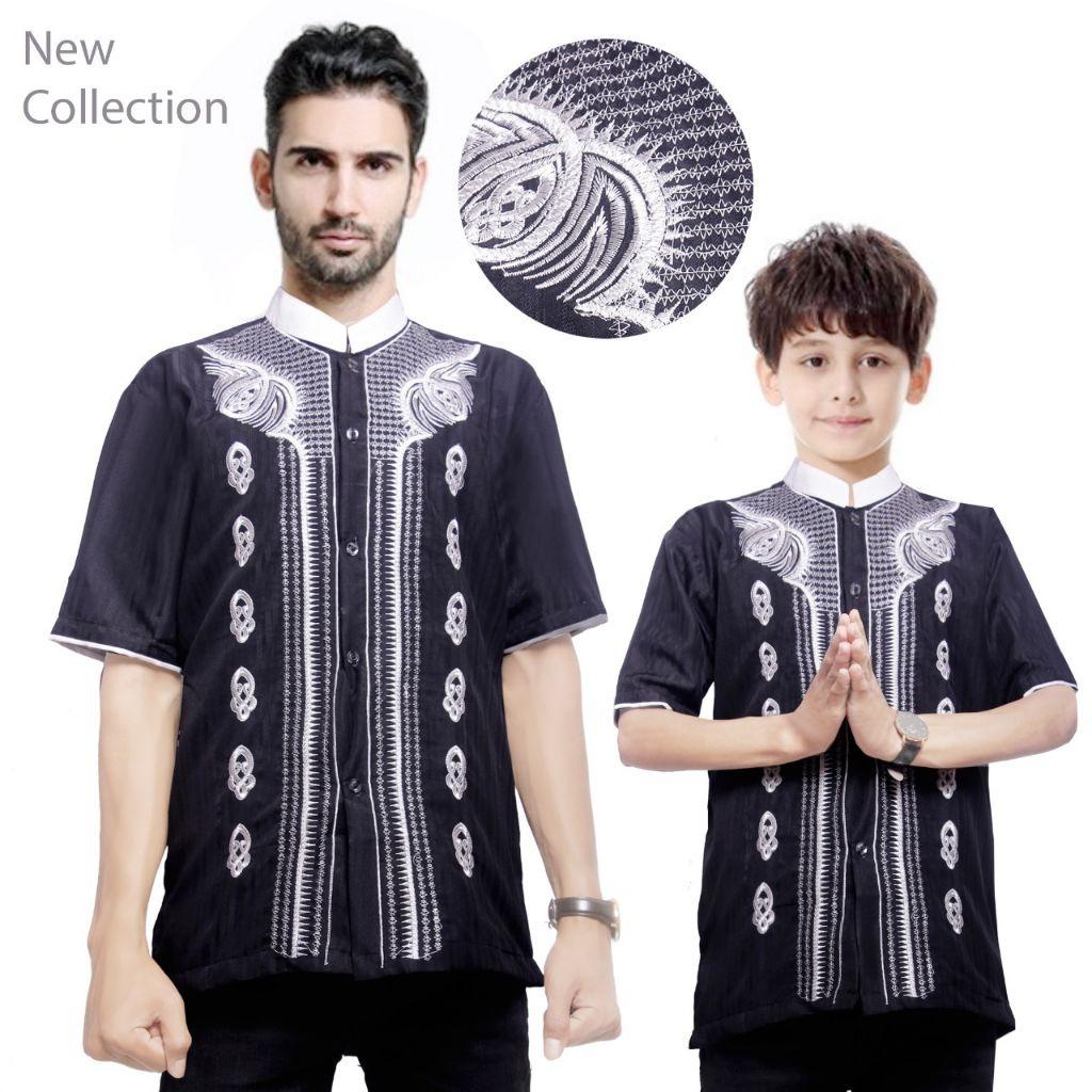 168 Collection Baju Koko Fendi Kemeja Muslim Lengan Pendek ayah dan anak