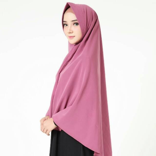 Khimar Pet Jumbo Belah tengah / Bergo pet jumbo / bergo pet syari pinguin jilbab jumbo (merah cabe)
