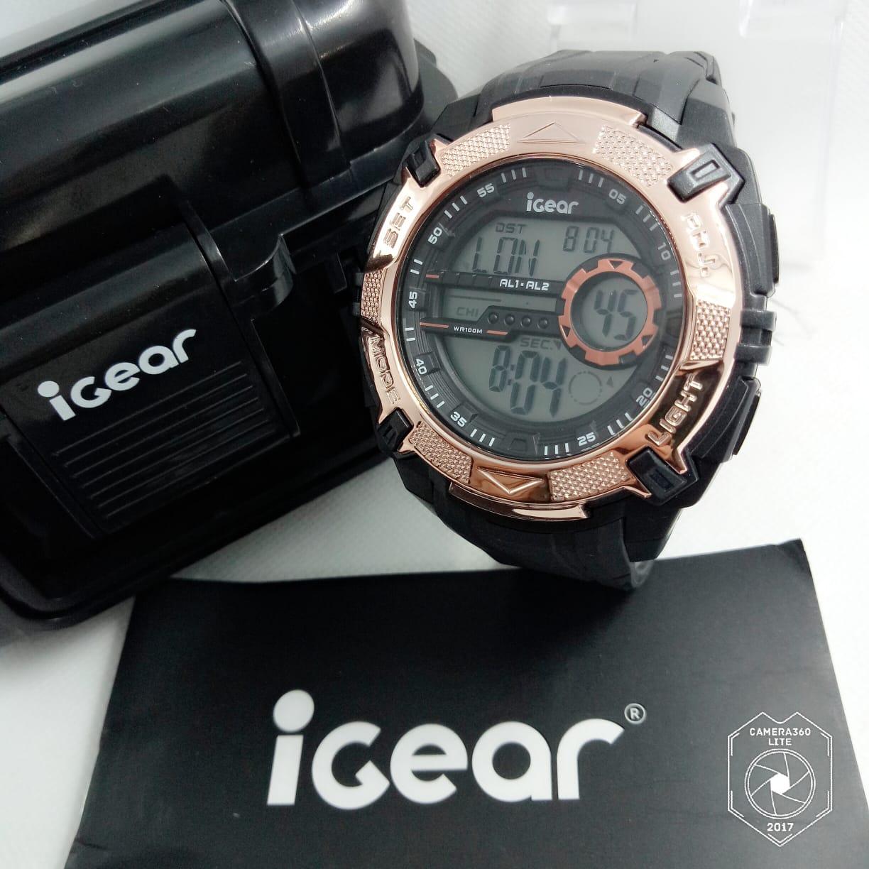 iGear D50H300IGI23-1978HTMRSG Digital Jam Tangan Pria Rubber Strap - Hitam RoseGold