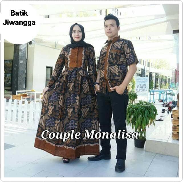 Baju Batik Couple Sarimbit Gamis Monalisa Hitam, Bahan Katun, Busui