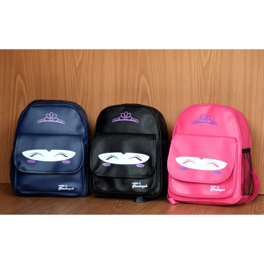Tas Ransel Wanita Muslimah Smile Mini Ransel Bag Simpel Hitam