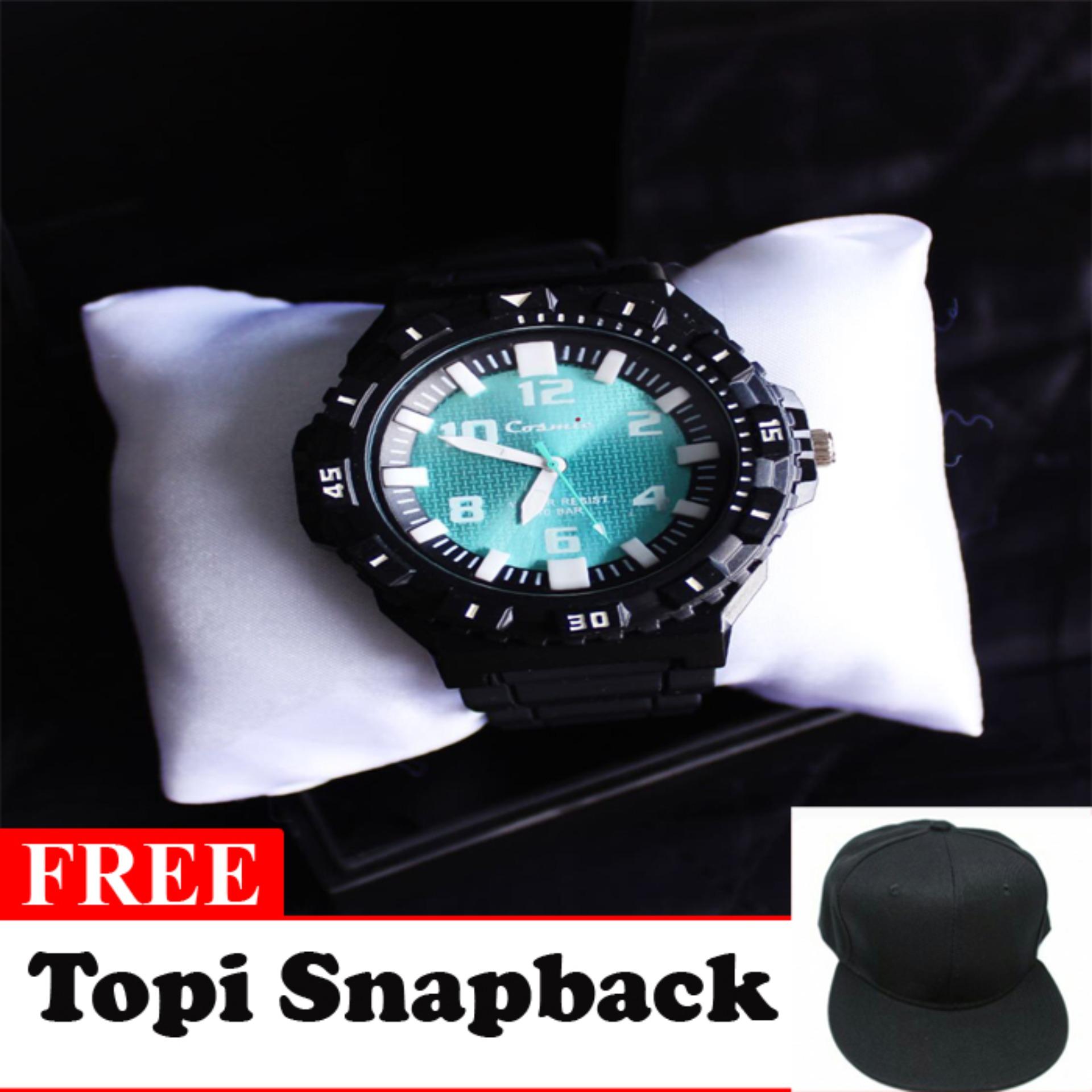 Cosmic Zero Jam Tangan Sport Analog - Hitam Free Topi Snapback