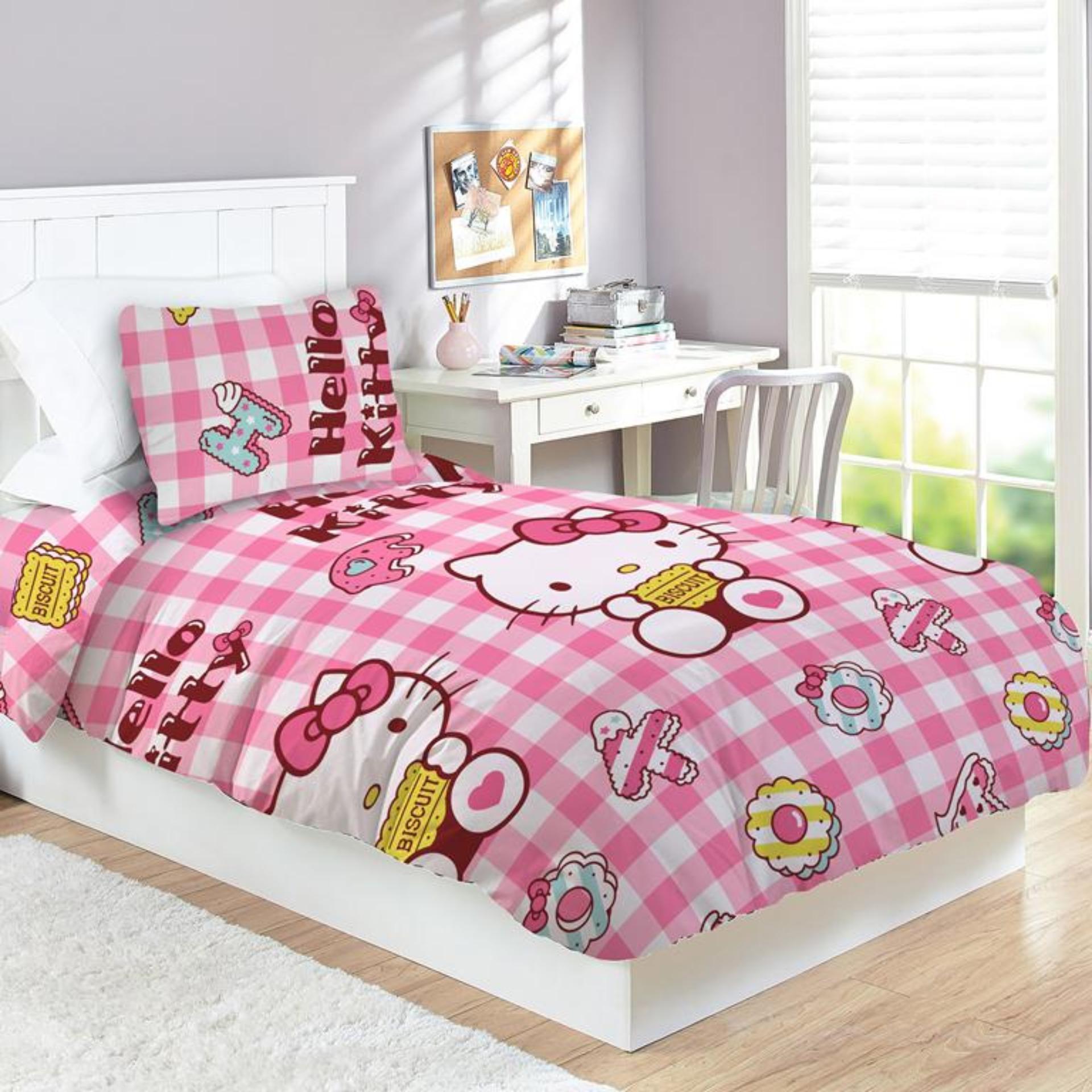 Selimut Valda Rotary Sutra Panel 150x200 Hello Kitty Biscuit