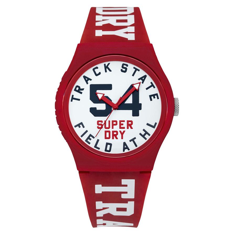 Superdry - Jam Tangan Pria - Merah-Putih - Rubber Merah - SYG182WR