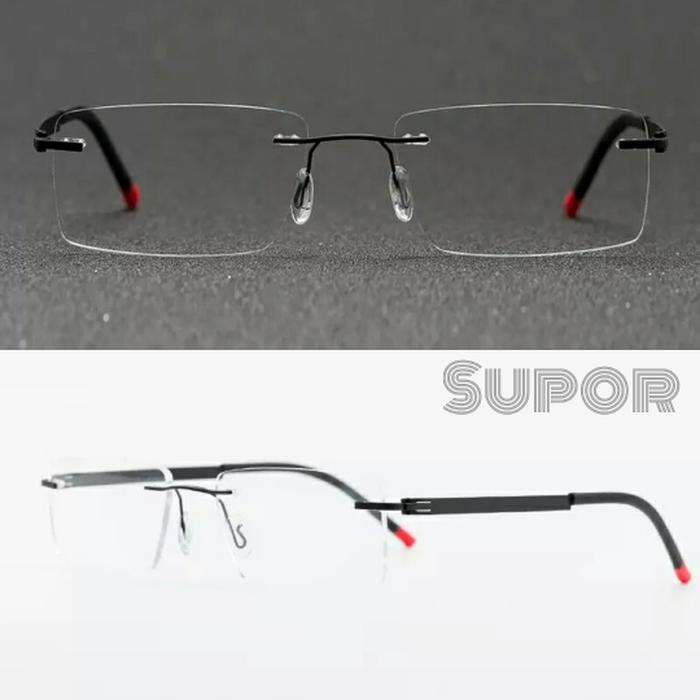 Frame kacamata FL2 Frameless + Lensa Essilor Airwear anti pecah
