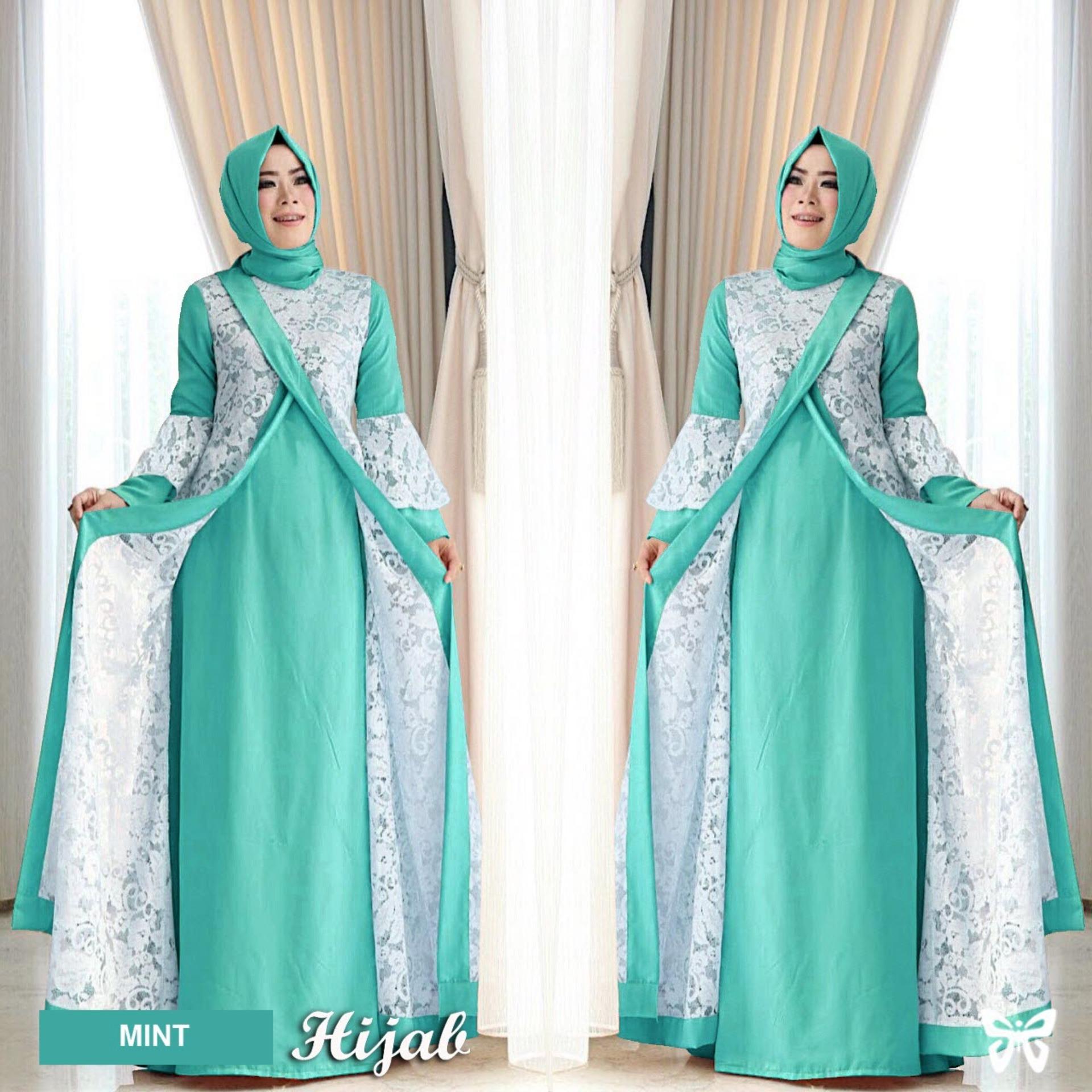 Gamis Syari Satin Mawar Navy3 Daftar Harga Terbaik dan Terlengkap Jual Baju Muslim Wanita Gamis