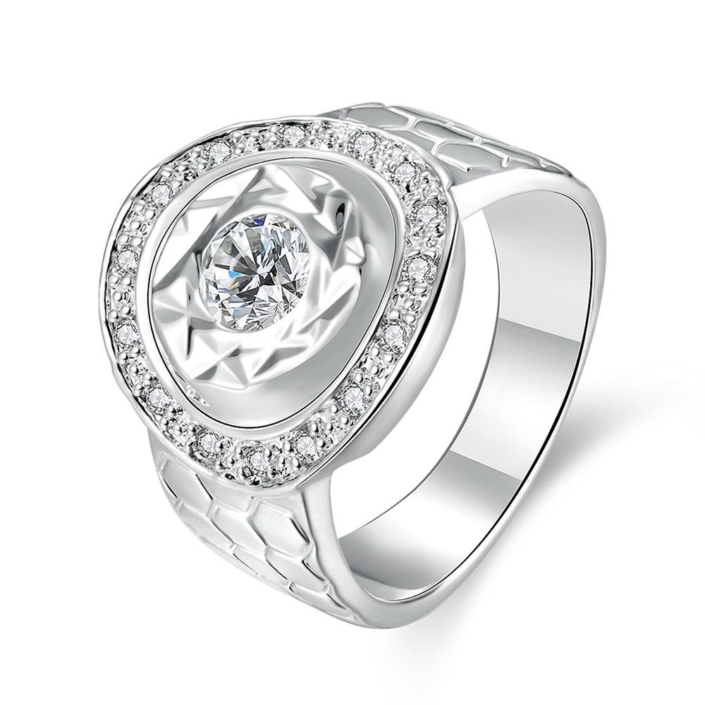 Lain jual panas perak romantis putaran zirkon wanita cincin LKNSPCR738 LKNSPCR738