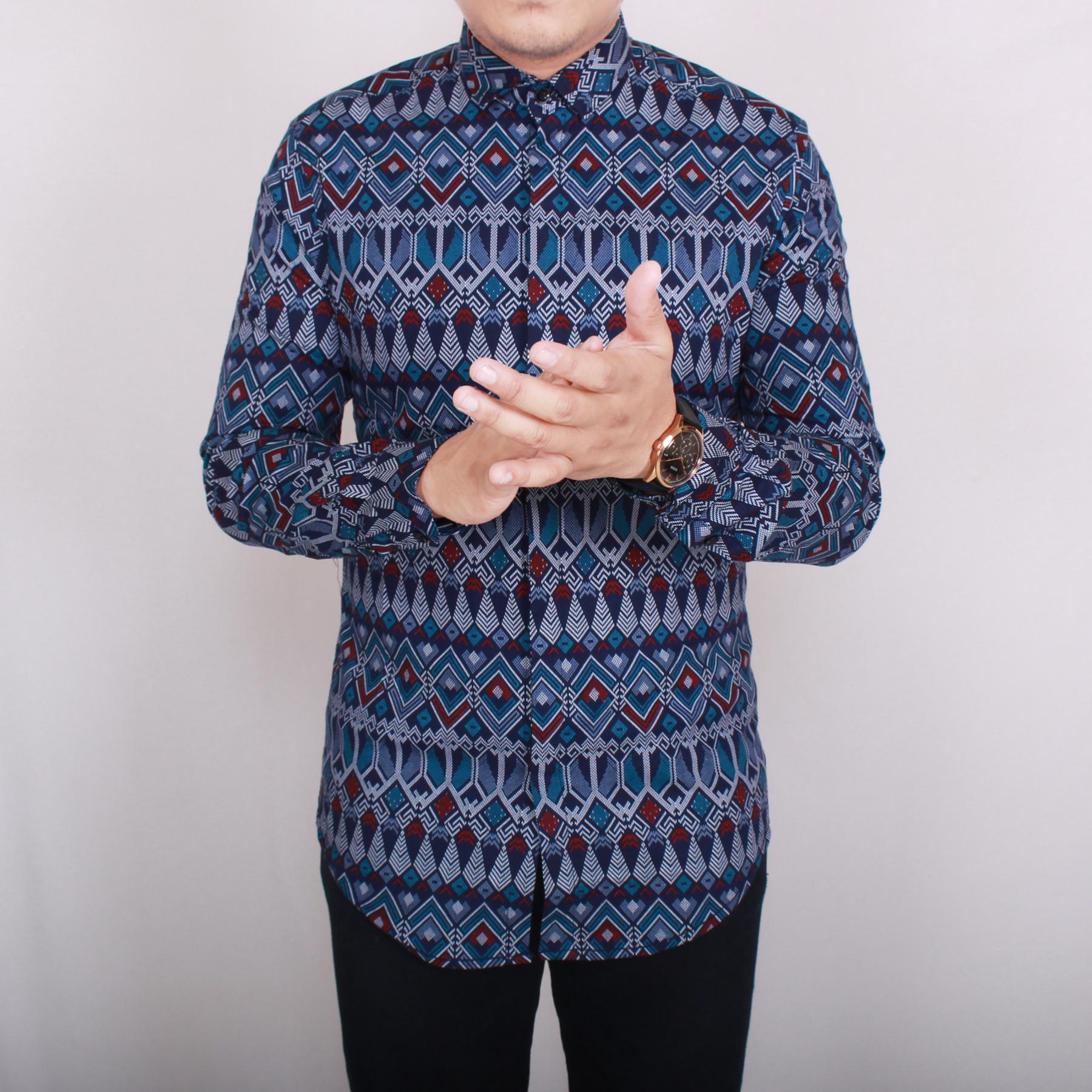 Girino.inc 6204 Kemeja Batik Pria Lengan Panjang Exclusive Kemeja Batik Songket Cowok Kemeja Batik Formal