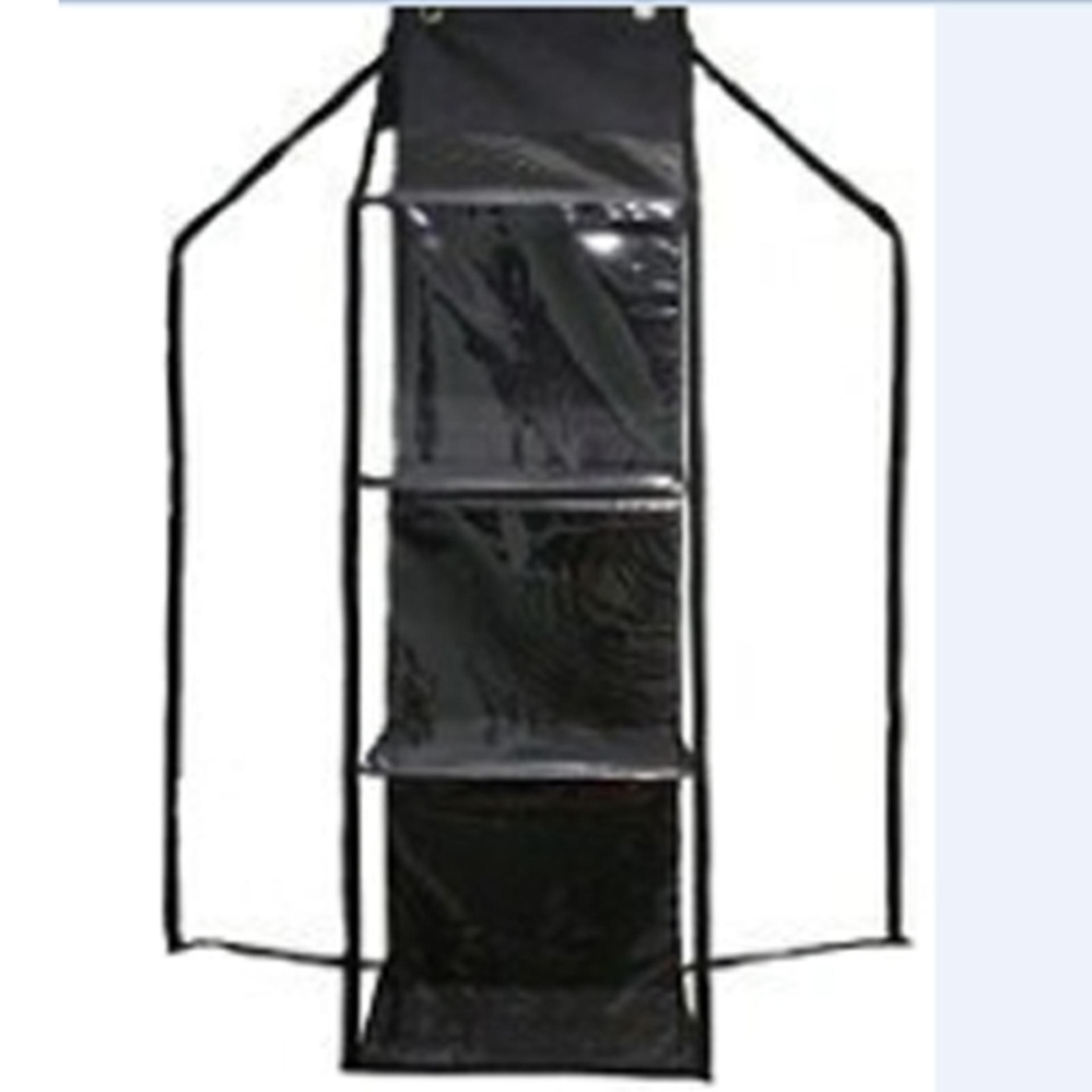 EMWE HHOZ Hanging Helmet Organizer Rak Helm Gantung Resleting Lemari Bag organizer Penyimpanan Sepatu Sandal Tas Boneka Aksesoris Multifungsi Sekat Triplek 3 Susun - Black