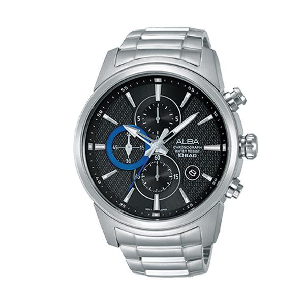 Alba - Jam Tangan Pria - Silver-Hitam - Stainless steel - AM3453X1