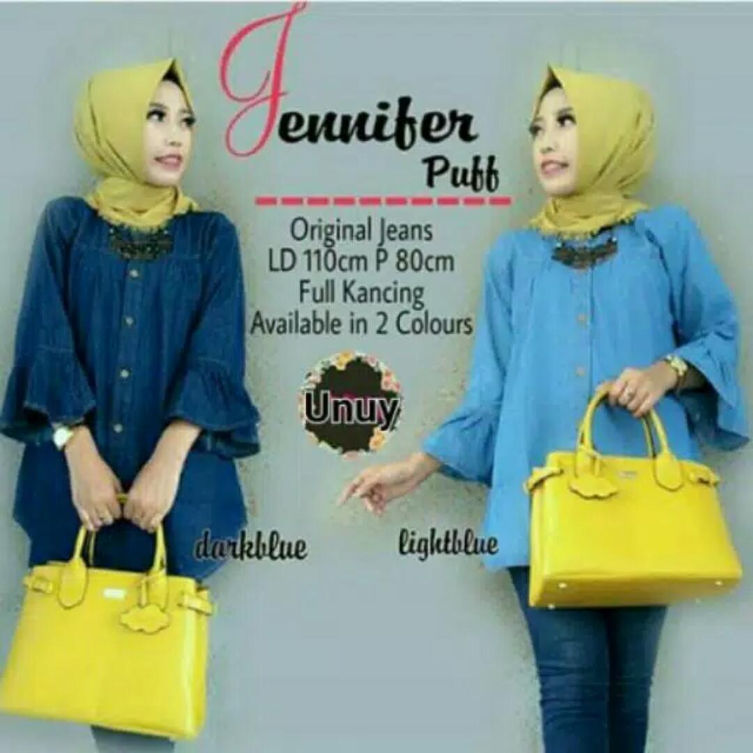 Jennifer top - Tunik jeans - Blouse - Atasan wanita - Busui - Bumil