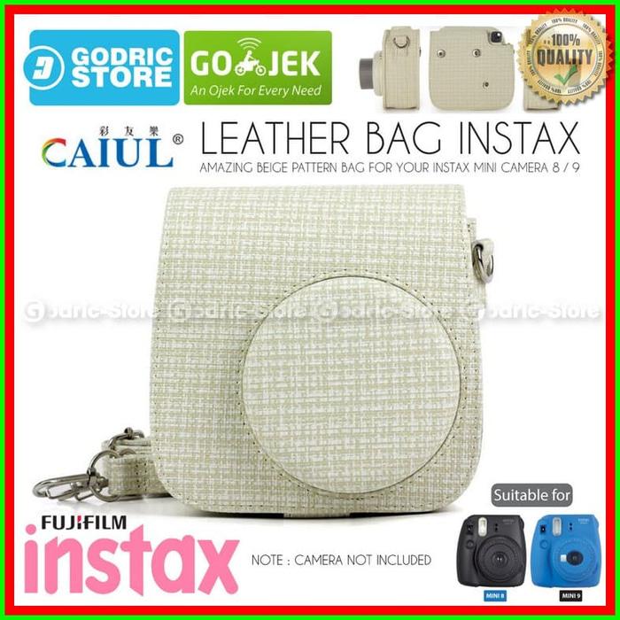 Fujifilm Leather Bag Polaroid Instax Mini 8 & 9 Tas Prague Beige Case