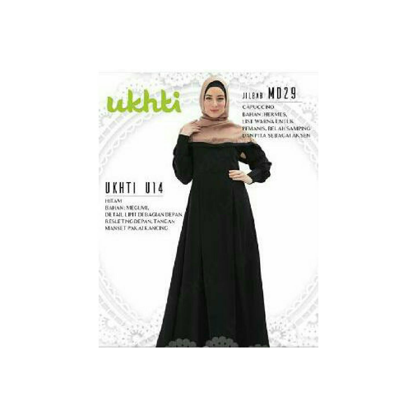 Ukhti U14 Gamis Syar'i Katun Megumi Busui Tangan Manset Warna Hitam