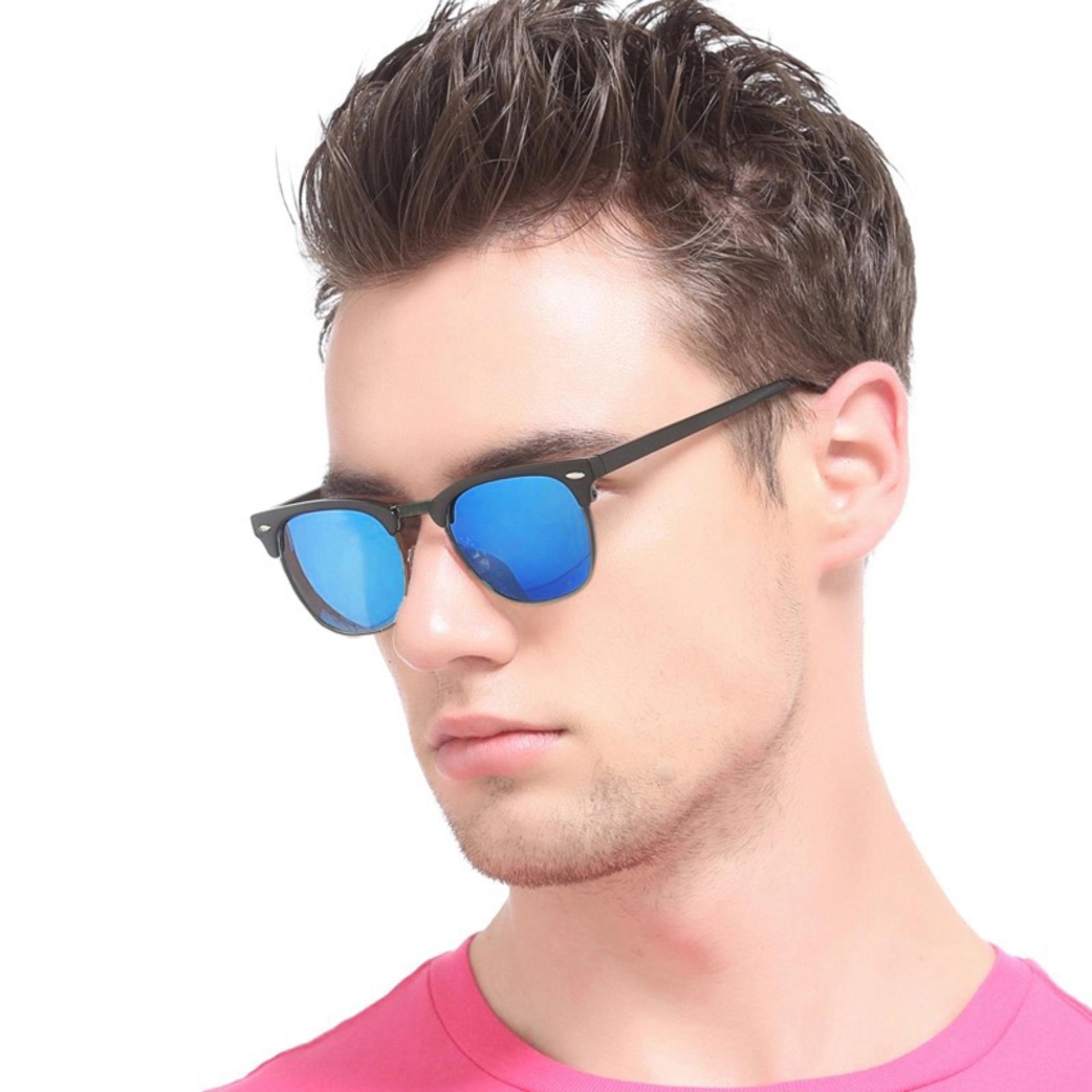 Unisex Retro Club Master Sunglasses - HLL 254 Blue Mirror