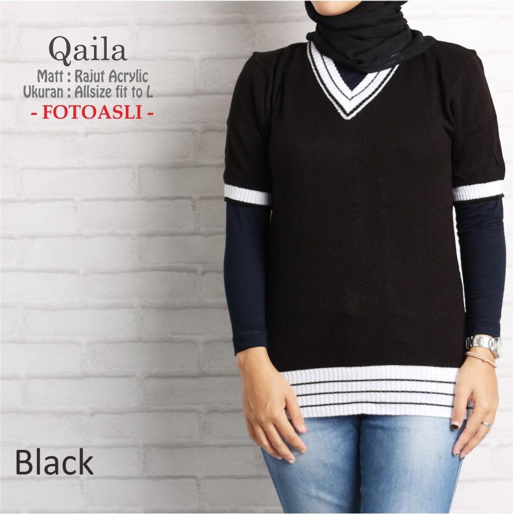 Qaila Black | Grosir Baju Rajut Korea termurah ABDG