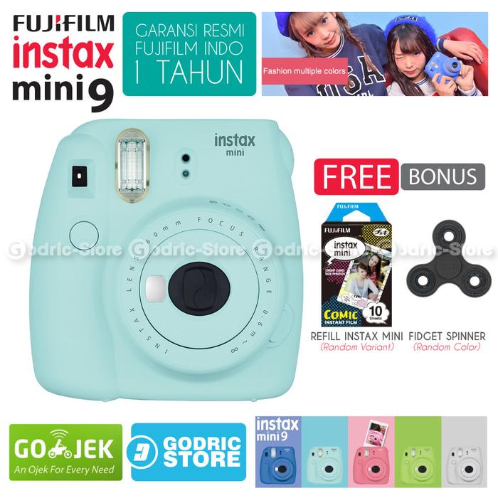 Fujifilm Instax Mini 9 Kamera Polaroid Instant Ice Blue Free Film