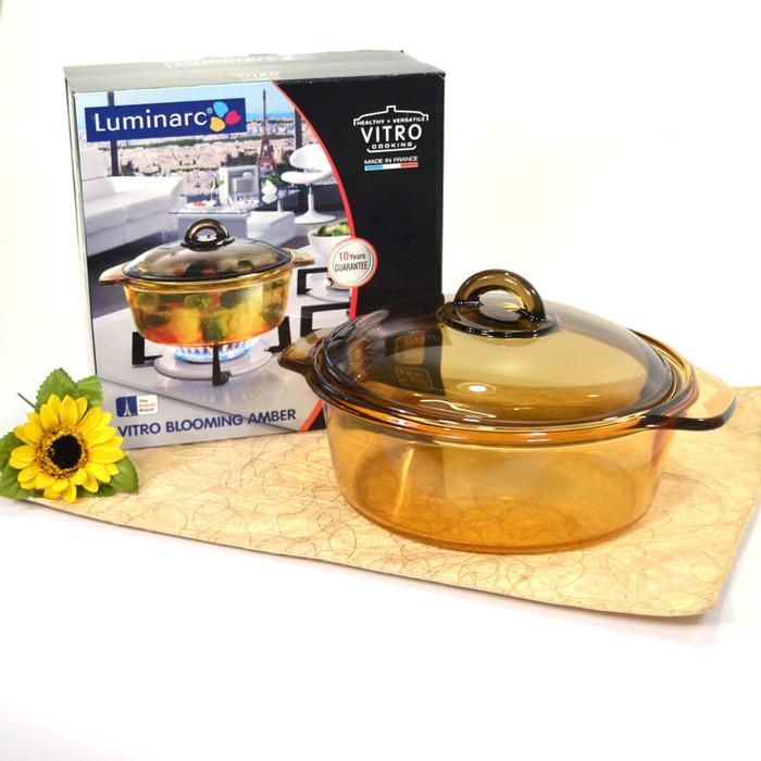 Luminarc Vitro Amber Casserole Dgn Tutup 2 Liter - Panci Masak Kaca - Aglef2