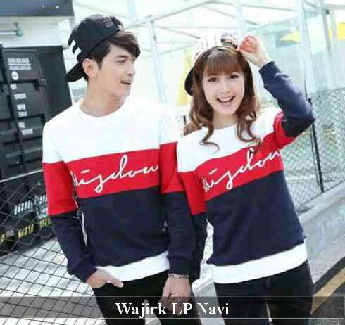 LenganPanjang Kaos Couple Lengan Panjang Keren Baju Pasangan Simple Wajirk Navy
