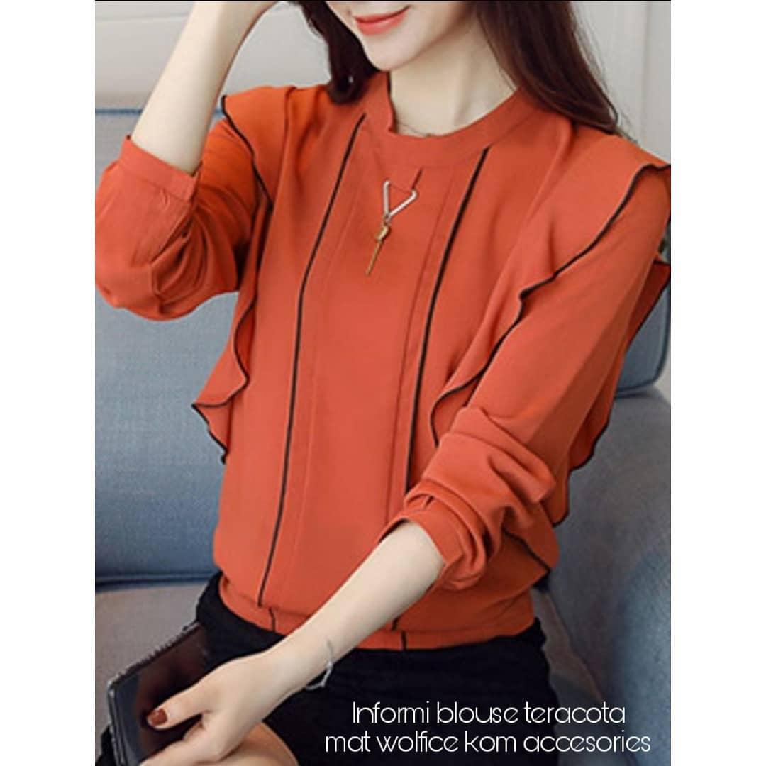 Baju Original Informi Blouse Atasan Wanita Muslim Fashion Terbaru Pakaian Cewek Lengan Panjang Top Modern Simple Casual 2018