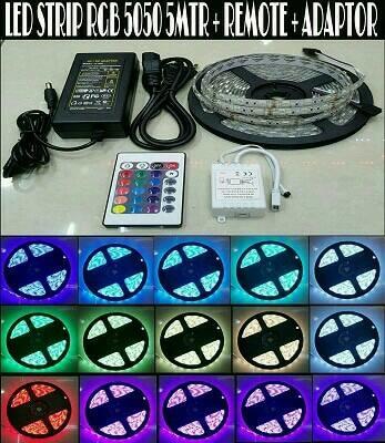 LED FLEKSIBEL STRIP RGB 5050 WITH MODUL FREE ADAPTOR ( lampu mobil hid plafon depan rem sorot led h4 kabut fog lamp tembak variasi strobo rem toyota innova hid avanza osram )