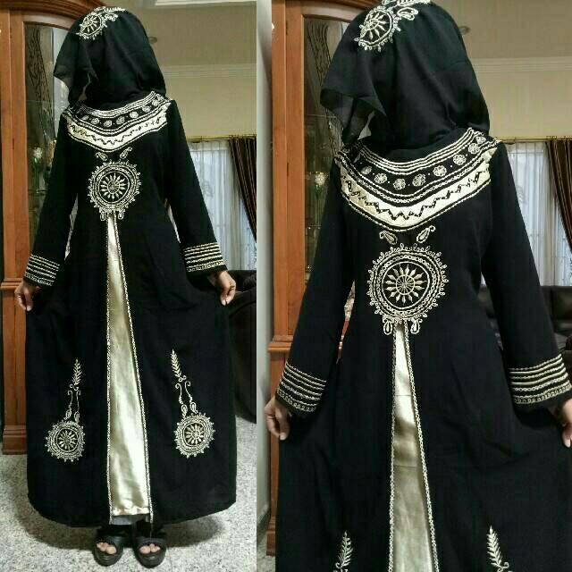 ABAYA/GAMIS/DRES ABAYA HITAM ABAYA POLOS GAMIS HITAM GAMIS POLOS GAMIS SYARI I (m gold)