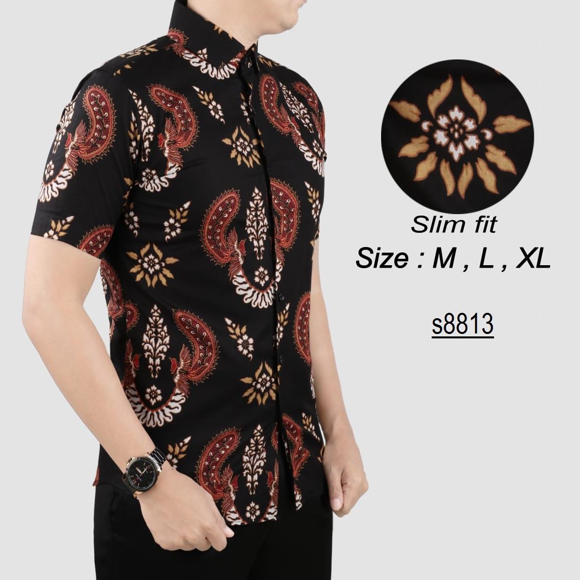 her+man Batik Pria Modern Kemeja Batik Pria Slim fit F1N05