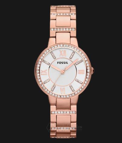 Fossil ES3284 Virginia Silver Dial Rose Gold Stainless Steel Bracelet Watch
