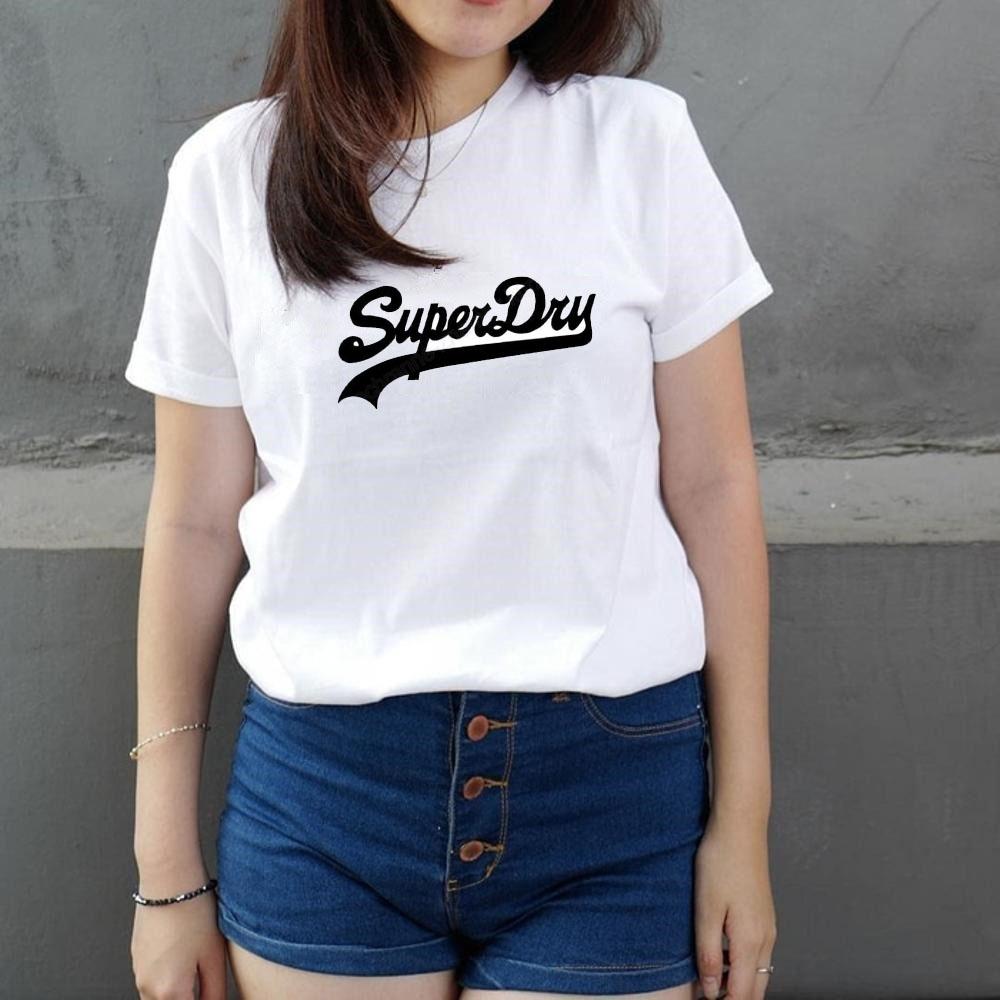 Kaos Wanita / Kaos Cewe Kaos Murah Lengan pendek Superdry hitam- Putih