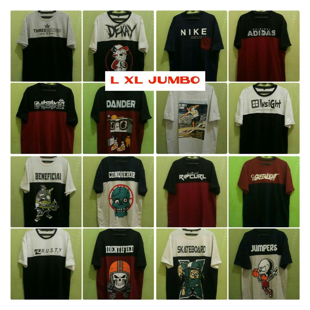 Grosir kaos distro L XL jumbo min 4pcs di lapak Fashion depok bahrudin_tanjung