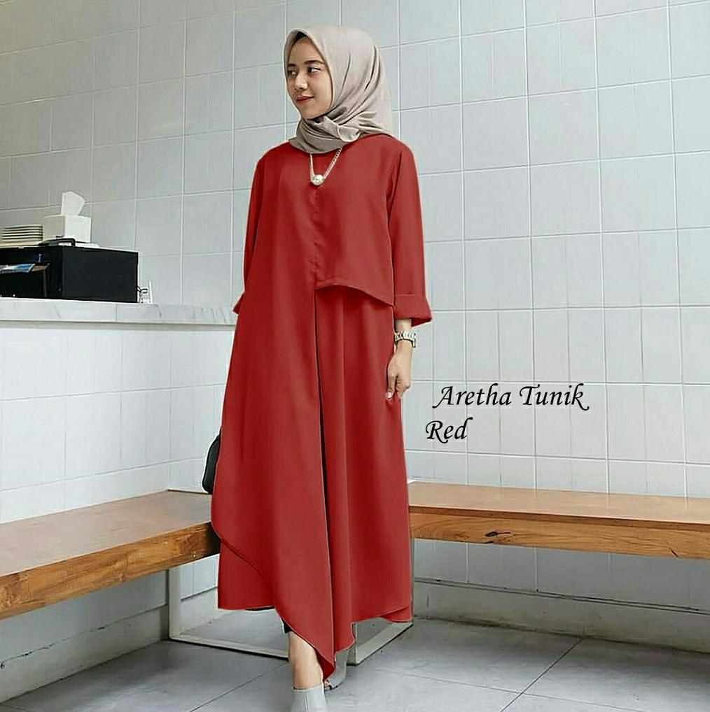 Kedai baju Set muslim / hijab murah berkualitas / Tunik Girly - IA