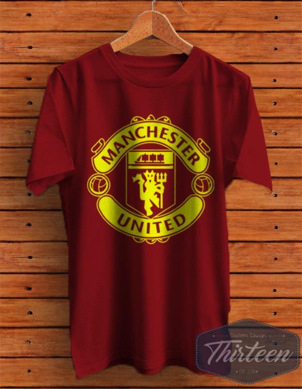Kaos Original Baju Bola Logo MU Manchester United Kualitas Distro - Maroon