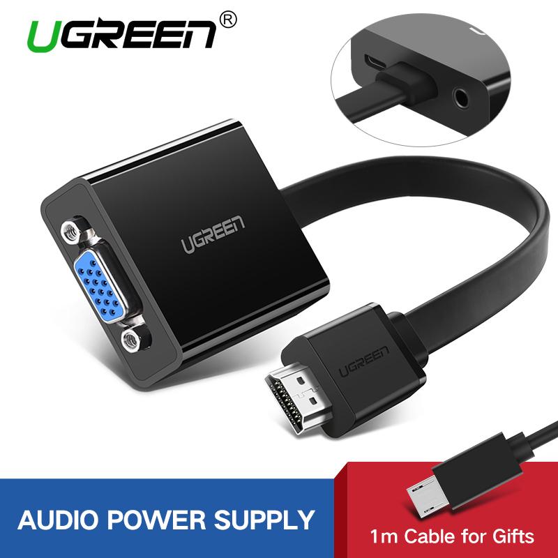 UGREEN HDMI to VGA Adapter for PS4 Pro Raspberry Pi 3 2 Chromebook TV HDMI VGA Cable Digital Analog Audio VGA to HDMI Converter 1080P up to 1080P Black