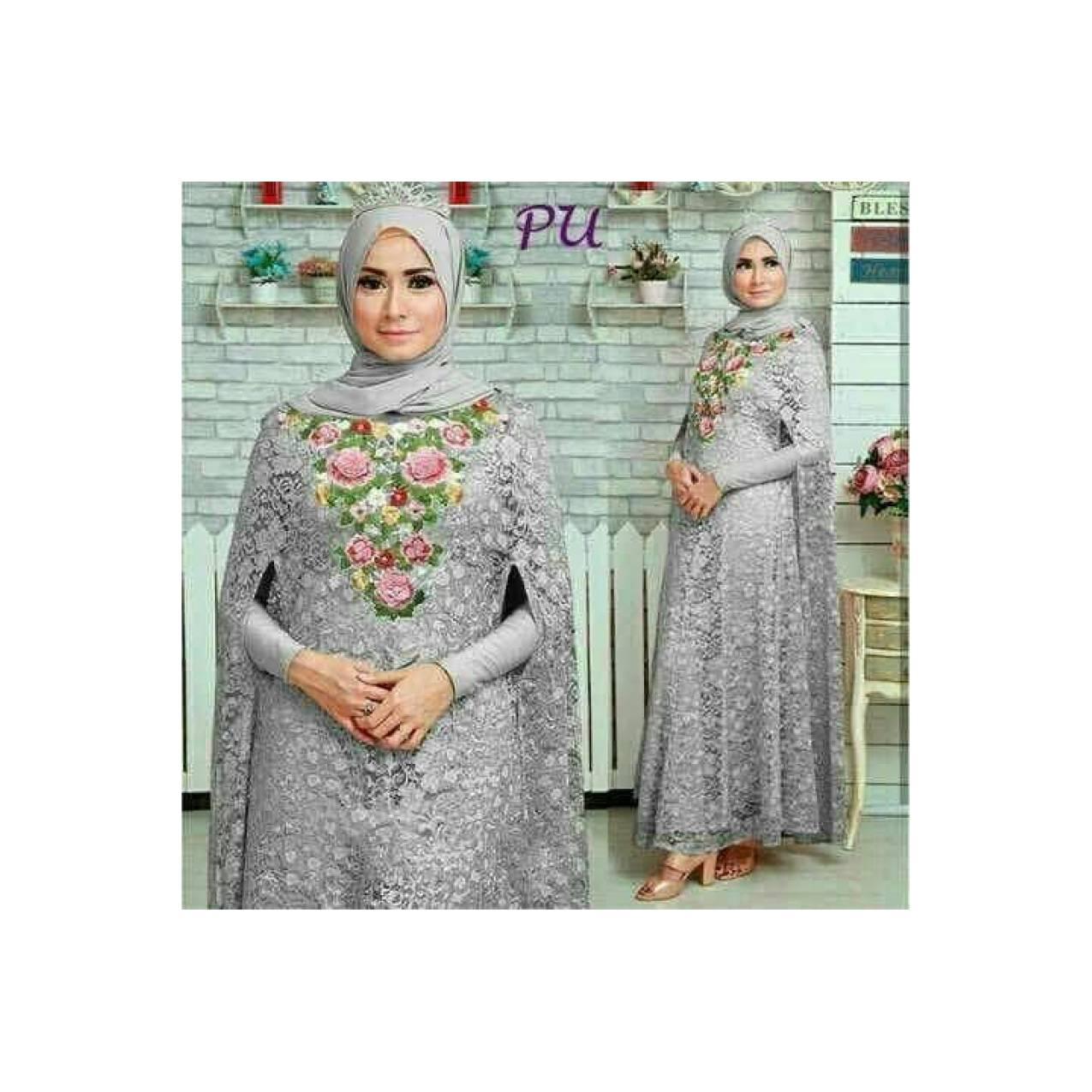baju muslim wanita baju pesta gamis brukat abu abu mewah