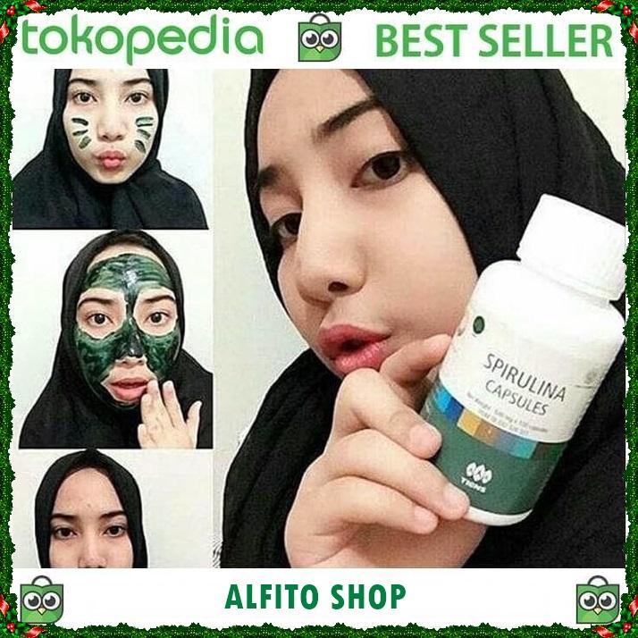Tiens Spirulina Masker Pemutih Wajah Alami no 1 di LAZADA PROMO Gratis Kuas Cantik Paket 10 capsul