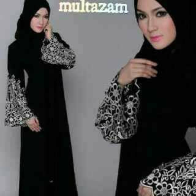 Gamis abaya bordir multazam plus pasmina (busui) (XL)