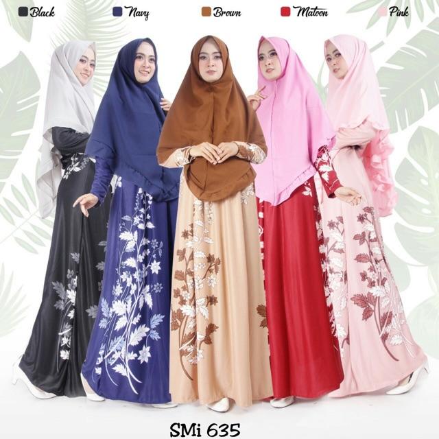 Gamis syari missbee 635 satu set dengan kerudung (Pink)