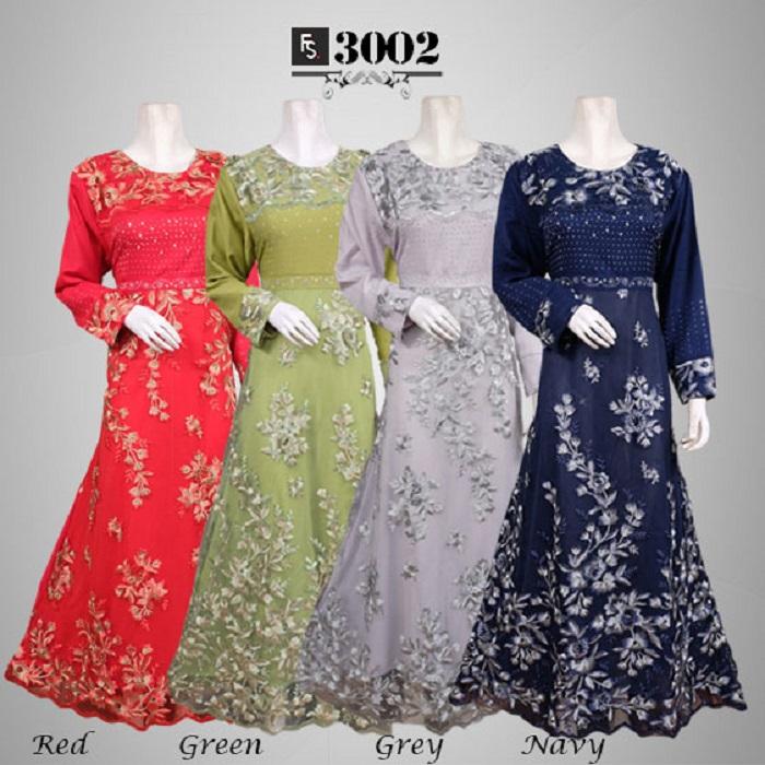 Toko Kirana Surabaya Gamis maxi dress baju gaun pesta busana muslim Baju Pesta Jumbo Brokat Hanifa FS3002