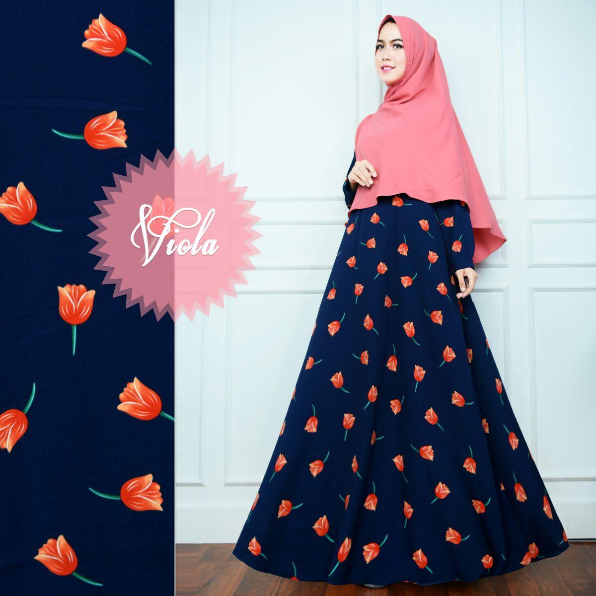 Anggun Gamis – Fashion Wanita - Gamis Muslimah – Gamis Murah – Gamis Kekinian – Satu Set Kerudung - Bahan Monalisa – Viola