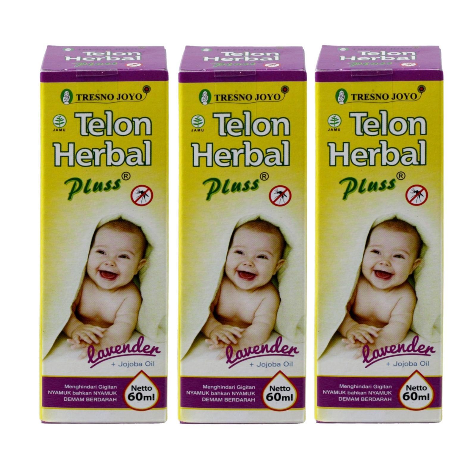 Tresno Joyo Minyak Telon Herbal Pluss Jojoba Oil -Lavender Anti Nyamuk 60ml (isi 3 botol)
