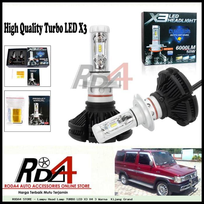 Lampu Head Lamp TURBO LED X3 H4 3 Warna Kijang Grand