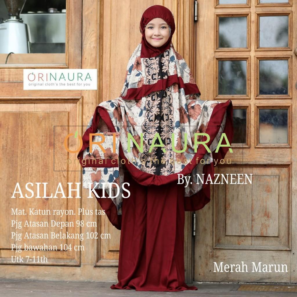 MUKENA ASILAH KIDS rukuh anak katun rayon original ORI NAURA (MERAH HATI)
