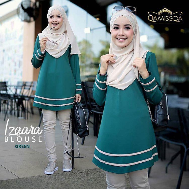 IZARAA - Baju Kekinian Murah Wanita Atasan Blouse Cewek Tanah Abang Fashion Muslim (BLACK)