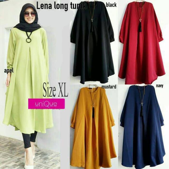 Baju Atasan Lena Long Tunic Baju Muslim Blus Muslim Blouse / baju / baju wanita / baju atasan wanita / baju motif / baju murah / baju keren / baju lucu / baju berkualitas
