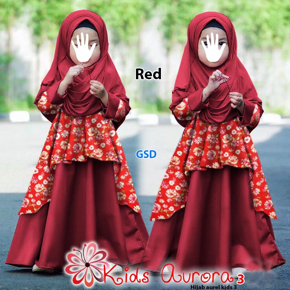 Wow keren - fashion anak perempuan / gamis anak / dress anak / muslim anak / dress anak aurora