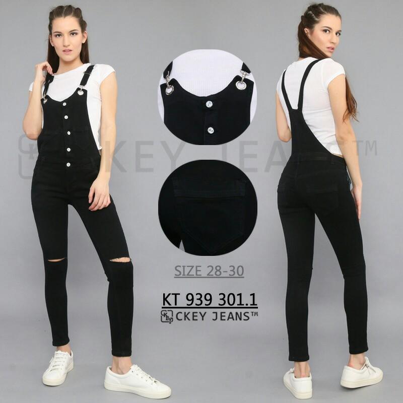 Ckey Ori Celana Panjang Overall Ripped Jeans / Kodok Wanita / Jumpsuit KT 939 301
