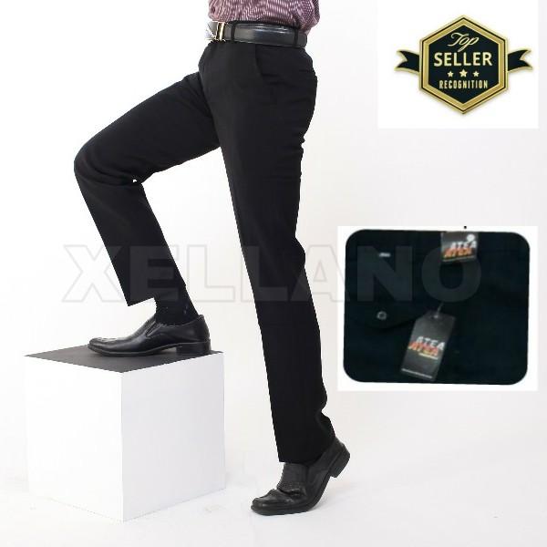 XELLANO Celana Pria Kerja Kantor Formal Panjang Casual Slim Fit Bahan Twist Marco - Celana Slimfit Hitam Modern 27-36 Murah