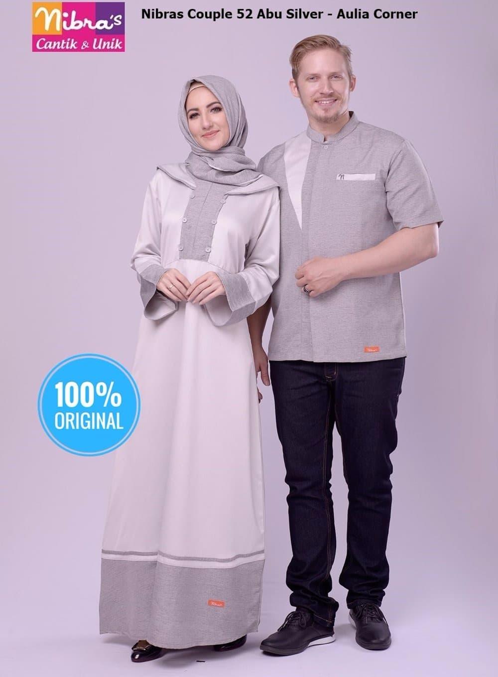 Gamis Couple Keluarga Nibras Couple 52 Abu Silver ORIGINAL