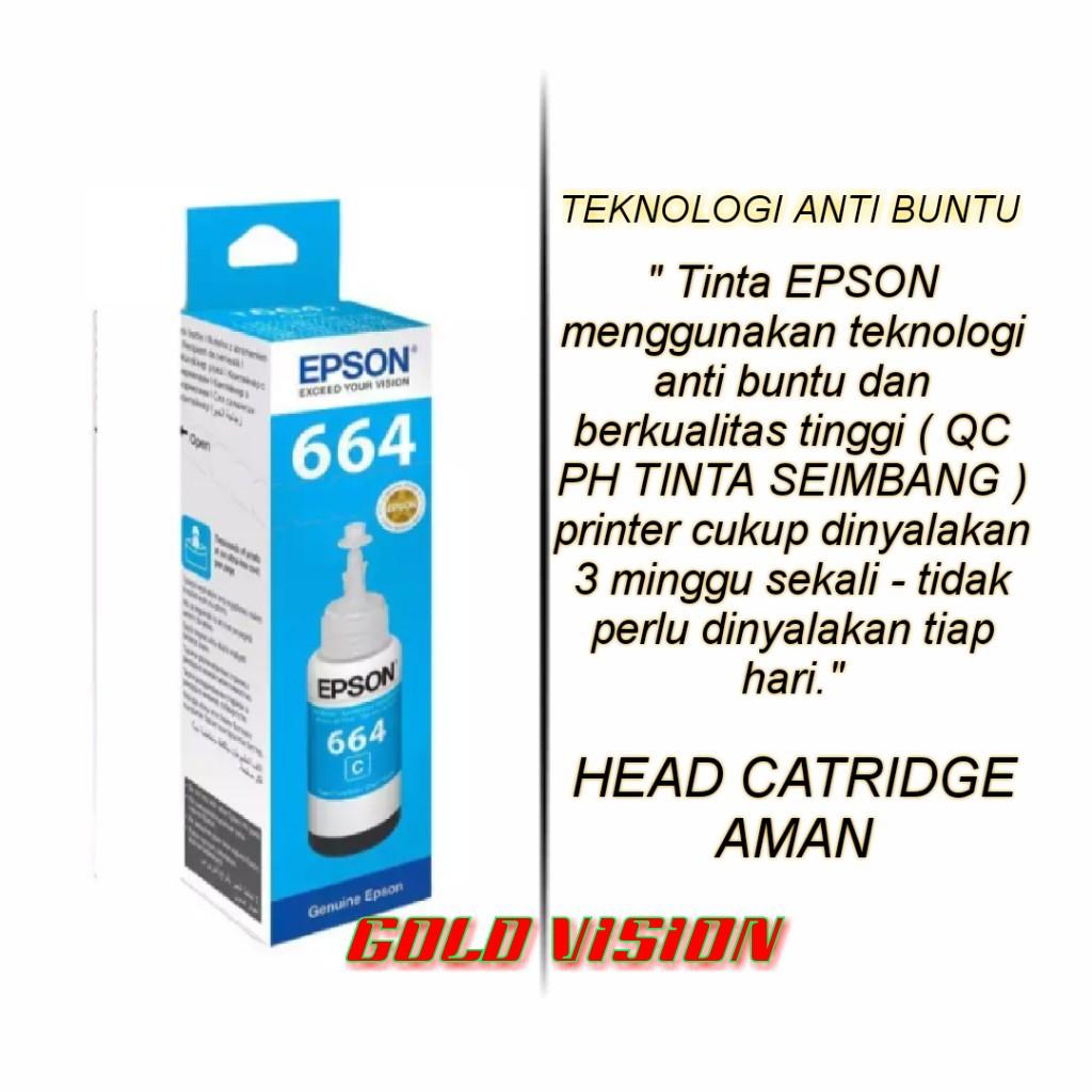 Tinta Printer Epson Warna Cyan ( C ) 664 T664 T6641 T6642 T6643 T6644 L Series - GOLD VISION